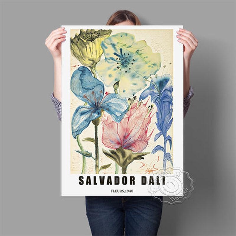 Vintage Salvador Dali Prints | Dali Fleurs Poster | The Flowering of Inspiration Wall Decorations | Famous Canvas Reproductions